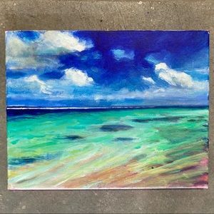 Orient Beach, St Maarten, Original acrylic on canvas, 11”x14”